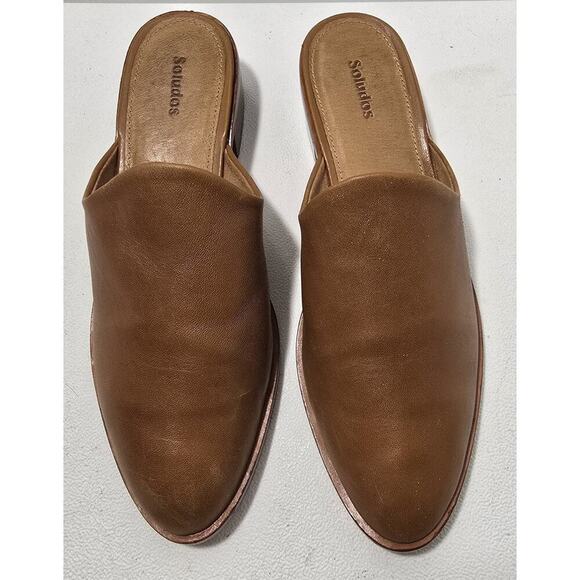 Soludos Venetian Mule Slide Heels Brown Leather Sz 7.5 - Picture 2 of 9